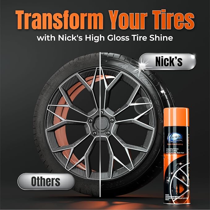 High Gloss Tire Shine Spray (4 Pack) - Long Lasting, UV Protectant, No Sling, Quick Drying, Black Tire & Trim Coating Dressing for Cars, Trucks, Motorcycles - Car Detailing & Cleaning Supplies