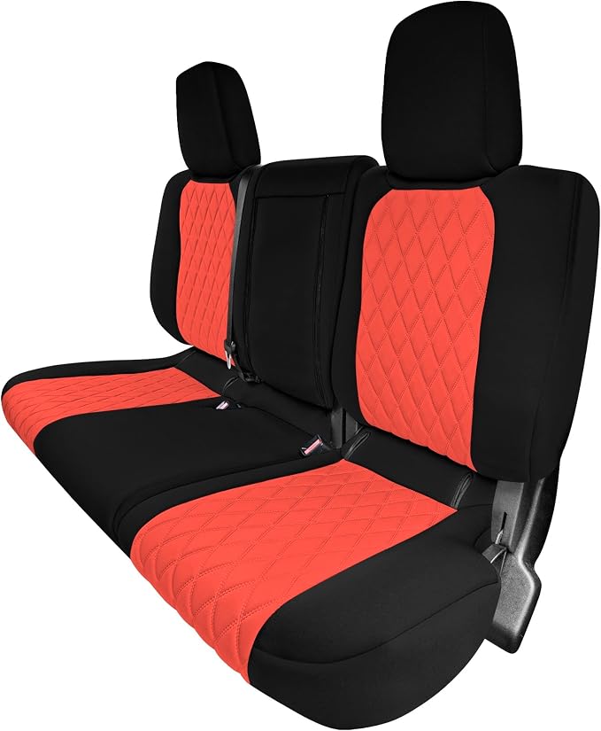 FH Group Custom Fit Car Seat Covers Specifically Made for 2022-2026 Nissan Frontier, Rear Set Red Ultraflex Neoprene Waterproof Automotive Seat Covers for Pickup Truck, Nissan Accessories
