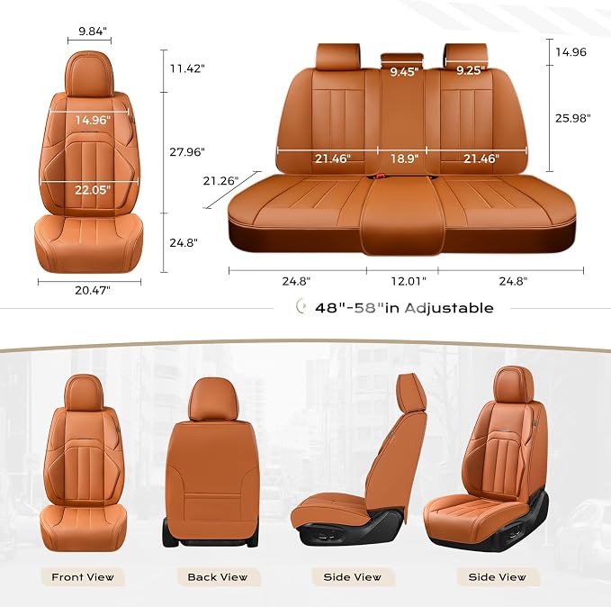 Coverado Car Seat Cover, Cover for Cars Full Seat, Premium Leather, Universal Fit Waterproof Seat Protectors, Car Seat Cushion Non-Slip for Most Cars-Brown