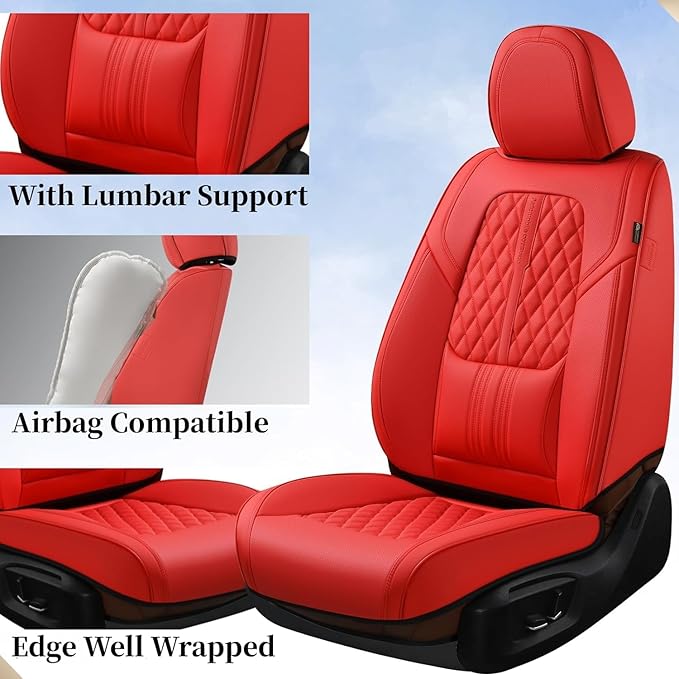 Coverado Car Seat Covers Full Set, Automotive Front and Rear Seat Covers with Backrest, Nappa Leather Car Seat Protectors Waterproof, Universal for Most Vehicles