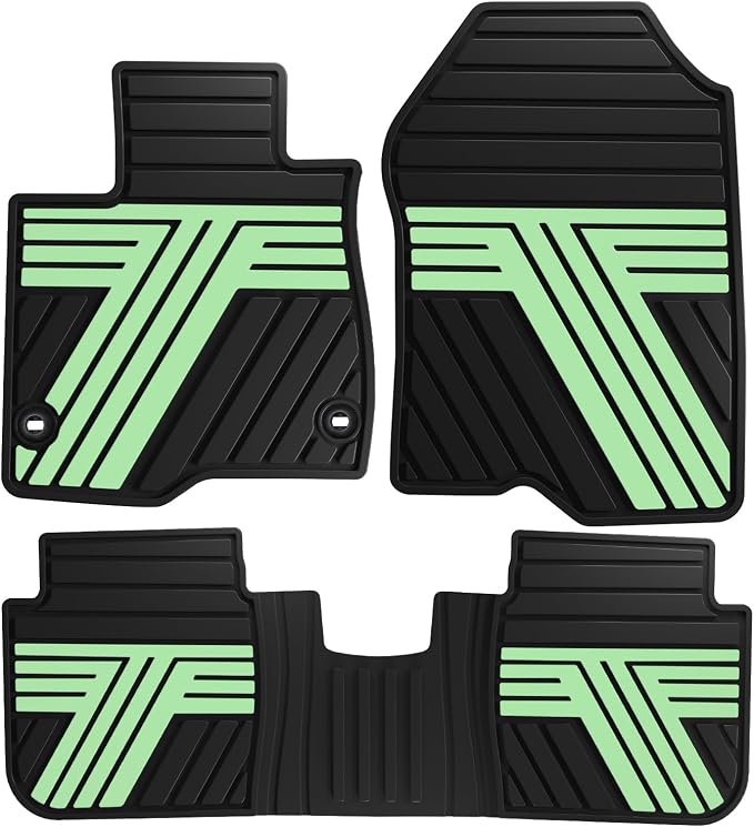 Floor Mats Fit for Honda CR-V 2026 2025 2024 2023 (Gasoline & Hybrid), All Weather Custom Fit Heavy Duty Anti-Slip Car Mats for CRV, 1st & 2nd Row Black & Green