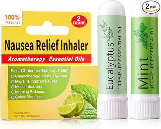 Hion Nausea Relief Inhaler-Mint and Eucalyptus, Natural Essential Oils Inhalers