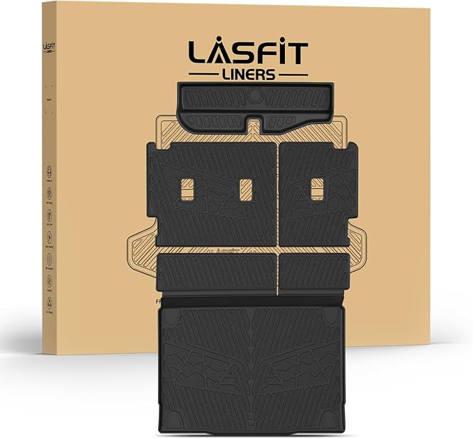 LASFIT Cargo Mat+Rear Back Seat Protector+Underfloor Storage Mat for Ford Bronco 4-Door 2021-2026(Not Fit Bronco Sport) TPE All Weather Trunk Liners Waterproof Backrest Mat Custom Fit Easy Clean