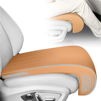 FLORICH Car Seat Extender Leg Extender Support Cushion for Driver Seats Office Chair, Leather Carseat Leg Support for Long Drivers Universal Car Seat Cushion Legs Rest Pads-Beige Brown