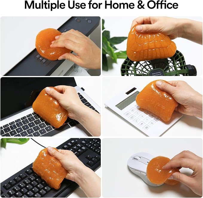 PULIDIKI Car Cleaning Gel for Car Cleaning Putty Car Putty Auto Detailing Tools Car Slime Cleaner Dust Cleaning Gel for Car Interior Cleaner Car Accessories Keyboard Cleaner Orange (2Pack)