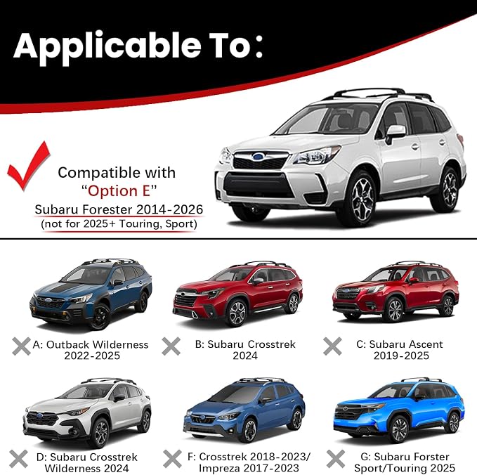 Roof Rack Cross Bars Compatible with Subaru Forester 2014-2026 (Not for Wilderness), 300lbs Aluminum Lockable Heavt Duty Roof Rails Crossbar with Lock for Rooftop Cargo Bars Luggage Rack Bike