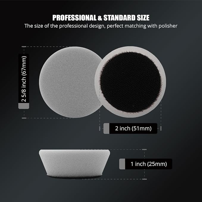 SPTA PRO Gray Mini Ultra-Fine Finishing Foam Polishing Pads, 5Pcs 2inch/50mm Sponge Polishing Buffing Pads, Car Foam Detail Polishing Pad Kit for Car Detail Polishing, Small Area Polishing -FF203-5