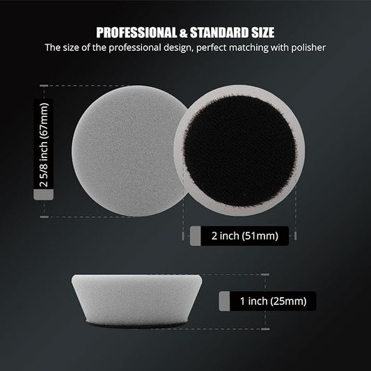 SPTA PRO Gray Mini Ultra-Fine Finishing Foam Polishing Pads, 5Pcs 2inch/50mm Sponge Polishing Buffing Pads, Car Foam Detail Polishing Pad Kit for Car Detail Polishing, Small Area Polishing -FF203-5