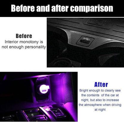 5 PCS USB LED Car Interior Atmosphere Lamp, Portable Mini LED Night Light, Plug-in USB Interface Trunk Ambient Lighting Kit, Universal Interior Car Accessories (Blue+Red+Ice Blue+White+Purple)
