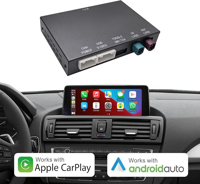 Linux CarPlay Retrofit Kit for BMW CIC System 1s 3s 5s 6s X1 X3 X5 X6 Z4,E60/E61/E81/E90/F07/F10/F11 2008-2012,E84/E71/F25/E70 2009-2013, Decoder Box, Support Android Auto, Mirrorlink, OEM Knobs & SWC