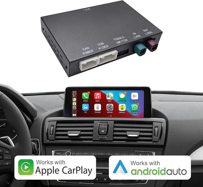 Linux CarPlay Retrofit Kit for BMW CIC System 1s 3s 5s 6s X1 X3 X5 X6 Z4,E60/E61/E81/E90/F07/F10/F11 2008-2012,E84/E71/F25/E70 2009-2013, Decoder Box, Support Android Auto, Mirrorlink, OEM Knobs & SWC