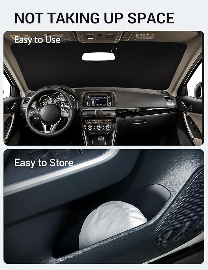 Proadsy 2026 Upgrade Windshield Sun Shade Custom Fit CX-5 2013 2014 2015 2016 CX5 Front Sunshade Protector Foldable Sun Visor Blocks UV Rays Keep Car Cooler
