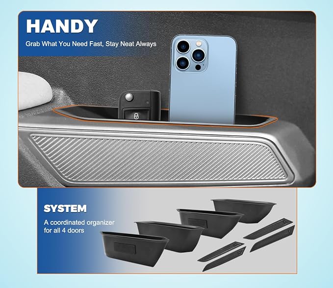 GZSH 3 PCS Trunk Organizers for 2025 2026 Ford Bronco 4 Doors Automatic Transmission ONLY with Center Console Organizer, Door Handle Storage, Gear Shift Organzier (Not for Sport&2Door)