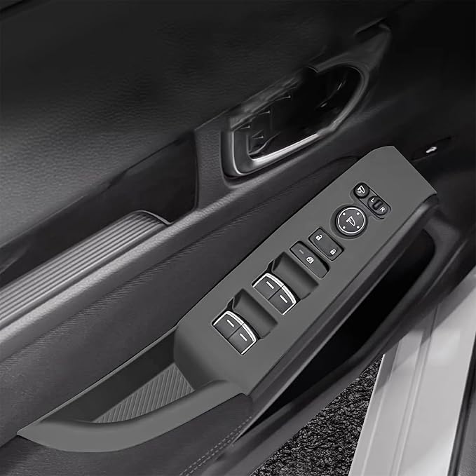 Temmis 4PCS Car Door Window Switch Panel Cover for Honda Civic 2022-2025, Auto Interior Decor Accessories Armrest Trim Silicone Style Kit-Black