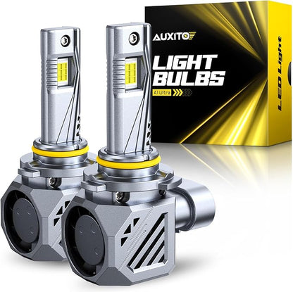 AUXITO 9005 Bulbs, 80,000LM 15X Super Output, 6500K Cool White, Long Lifespan, 1:1 Mini Size Replacement Light Bulbs, Plug-N-Play, Pack of 2