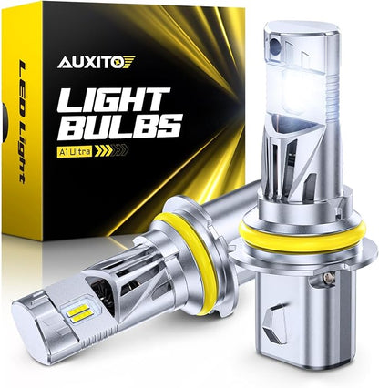 AUXITO 9007 HB5 Light Bulbs, 50000LM 6500K Cool White, Plug and Play CANbus Ready No Flicker, Pack of 2