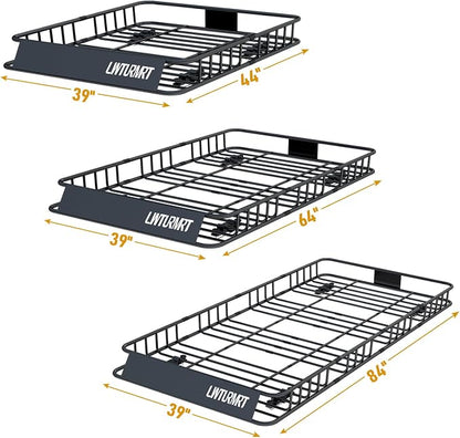 LWTURMRT Roof Rack Cargo Carrier Basket 84(L) X39(W) Heavy Duty 200Pounds Extension Travel with 2 Piece of Net
