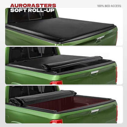 Soft Roll Up Truck Bed Tonneau Cover Compatible with 2009-2025 2026 Dodge Ram 1500 (Incl. Classic & New) 5.7 ft Bed Without Rambox | 5.7FT(67.4")