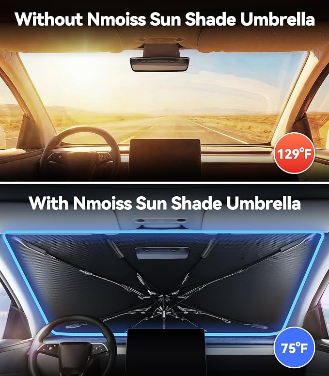 Nmoiss Windshield Sun Shade Umbrella Fit for CrossTrek 2018-2026 Accessories, [Vinyl Coating Heat Shield] Protect Car from Sun Rays & Heat Damage Keep Cool and Protect Interior