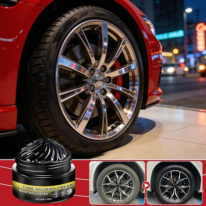 Tyre Nourish Cream, Car Tire Ceramic, Powerful Wheel Cleaning Refurbish Wax,Professional Car Tires Wax for Deep Black Gloss,UV Protection and Waterproof Tire Waxs for Ultimate Wheel Protection (2 PCS)