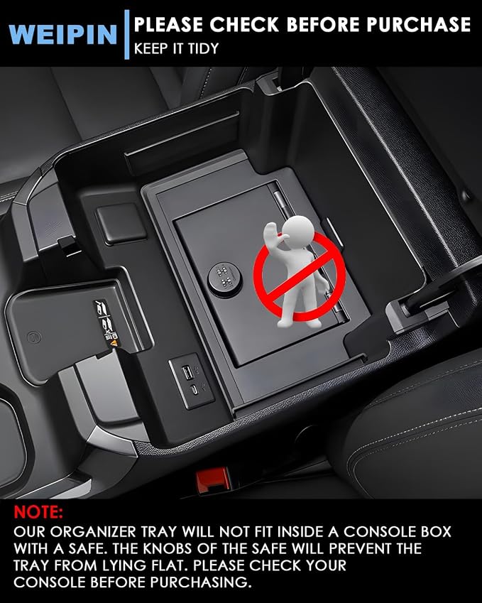 Silverado Sierra Center Console Organizer - Refreshed Models 2022-2026 Chevy Silverado/GMC Sierra 1500-2024-2026 Silverado/Sierra 2500HD 3500HD - (Full Console w/Bucket Seats ONLY) - Black