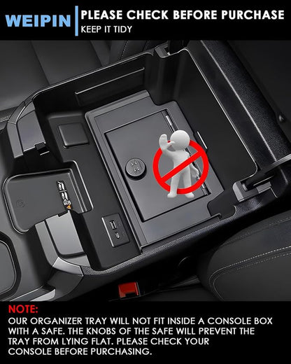 Silverado Sierra Center Console Organizer - Refreshed Models 2022-2026 Chevy Silverado/GMC Sierra 1500-2024-2026 Silverado/Sierra 2500HD 3500HD - (Full Console w/Bucket Seats ONLY) - Black