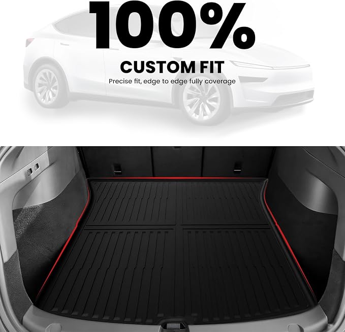 LASFIT 4PCS Front, Rear Trunk Mat & Cargo Mat for Tesla Model Y Juniper 2025 2026, Custom Fit TPE All Weather Cargo Liners Accessories (Not Fit Standard Range)