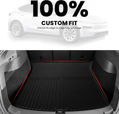 LASFIT 4PCS Front, Rear Trunk Mat & Cargo Mat for Tesla Model Y Juniper 2025 2026, Custom Fit TPE All Weather Cargo Liners Accessories (Not Fit Standard Range)