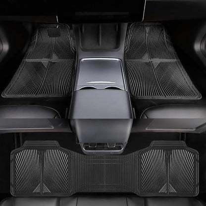 CAR PASS Rubber Floor Mats&Cargo Liner,Waterproof Trucks Mats Heavy Duty,All Weather Trim-to-Fit Automotive Mats for Cars Trucks SUV,Anti-Slip Easy Clean Durable,Full Set 5-Piece,3D Emboss All Black