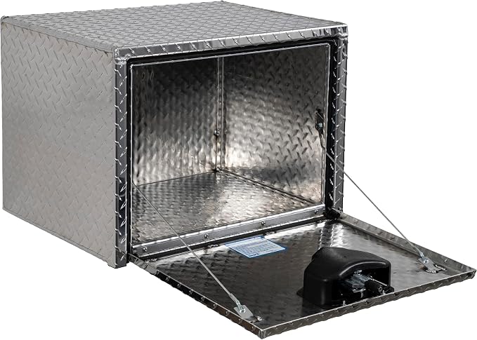 Buyers Products 1705100 Diamond Tread Aluminum Underbody Truck Tool Box, 18 x 18 x 24, Made in USA, .100 in. Thick, Corrosion Resistant, Locking Compression Latch, Secure Storage for Work Trucks