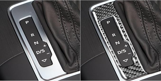 Real Premium Carbon Fiber Decor Compatible with Audi A3 S3 RS3 8V 2013 2014 2015 2016 2017 2018 2019 Car Automatic Gear Shift Panel Decal Auto Interior Accessories Sticker Black