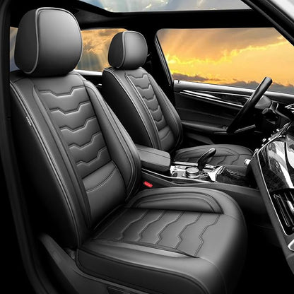 Fit Gladiator Car Seat Covers for Jeep Gladiator 2020-2025 2026 -Full Set Premium Leather, Waterproof & Breathable，All-Weather Seat Cushion Protecto & Airbag Compatible, 5 Seats Black