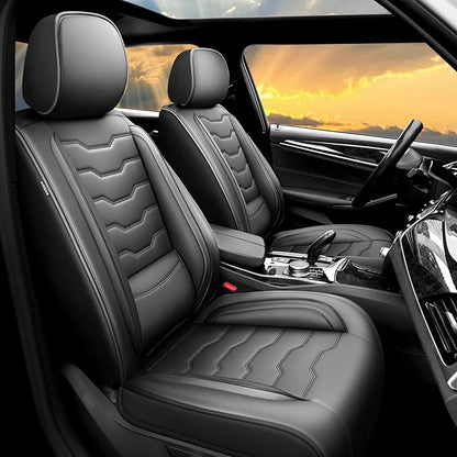 Fit Wrangler 4-Door Car Seat Covers for Jeep Wrangler 2010-2025 2026 -Premium Leather, Waterproof，Breathable，All-Weather Seat Cushion Protecto & Airbag Compatible, Full Set Black