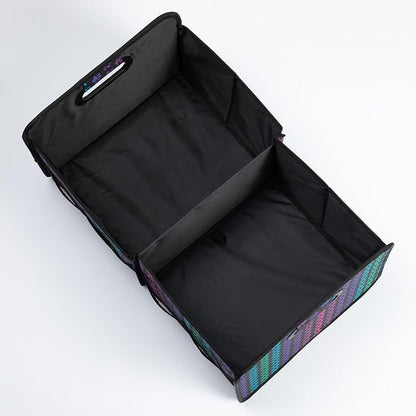 GreaterGood Paws Car Trunk Organizer Foldable Storage Bin with Handles Non Slip Base Pet Gear Travel Tote for SUV Truck (Rainbow Paws)