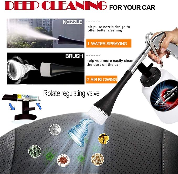 Car Interior Cleaner Auto Detail Tools Car Detailing Kit(Needs Air Compressor) High Pressure Car Cleaning Gun Car Cleaning Kit for Vehicle Upholstery Carpet Seat