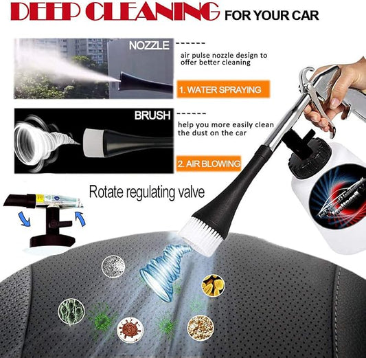 Car Interior Cleaner Auto Detail Tools Car Detailing Kit(Needs Air Compressor) High Pressure Car Cleaning Gun Car Cleaning Kit for Vehicle Upholstery Carpet Seat