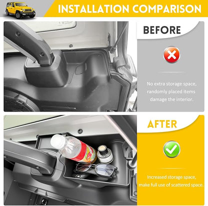 Rear Trunk Organizer for 2024-2025 Jeep Wrangler JL JLU 4XE 4 Door Accessories, Wheel Well Storage Bin Trunk Side Storage Box Cargo Tray for 24-25 Wrangler JL 4dr(Not for Gladiator/JK)