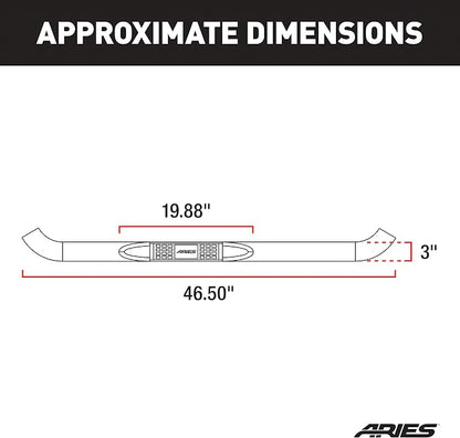 ARIES 204044-2 3-Inch Round Polished Stainless Steel Nerf Bars, No-Drill, Fits Select Chevrolet, GMC Blazer K5