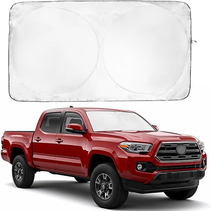 Windshield Sun Shade | Compatible for Toyota Tocoma (2016-2026) | Certified 99.87% UVB & 99.02% UVA Car Sun Shade. Award Winning Sunshade - Patented Technology | Car Shades by Kinder Fluff