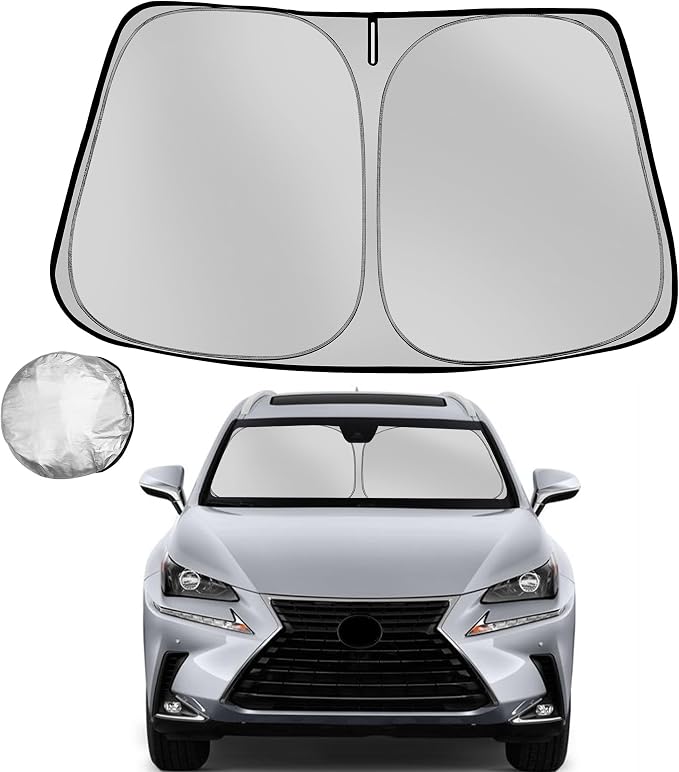 Windshield Sun Shade for 2015-2021 Le-xus NX300h/NX300/NX200t Foldable Sun Sunshade for Car Front Window Blocks UV Rays and Heat Automotive Interior Protector Custom Fit Accessories