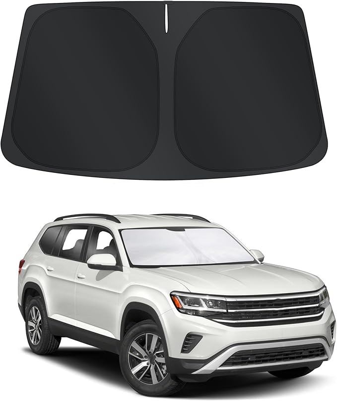 TINGLU Sun Shade for Volkswagen Atlas VW Atlas Cross Sport 2018-2025 2026 Accessories Windshield Sun Shade Window Shade UV Rays Protection Sun Visor Cover with Steering Wheel Sunshade Storage Bag