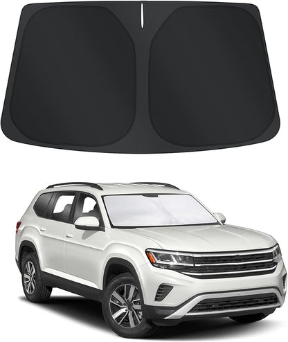 TINGLU Sun Shade for Volkswagen Atlas VW Atlas Cross Sport 2018-2025 2026 Accessories Windshield Sun Shade Window Shade UV Rays Protection Sun Visor Cover with Steering Wheel Sunshade Storage Bag