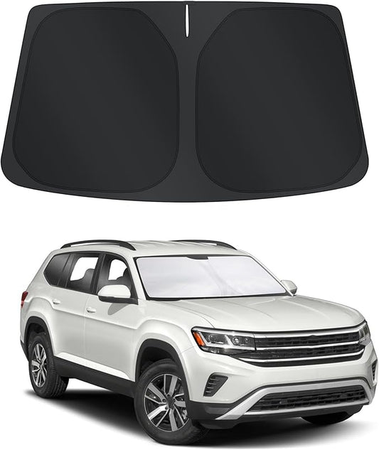 TINGLU Sun Shade for Volkswagen Atlas VW Atlas Cross Sport 2018-2025 2026 Accessories Windshield Sun Shade Window Shade UV Rays Protection Sun Visor Cover with Steering Wheel Sunshade Storage Bag