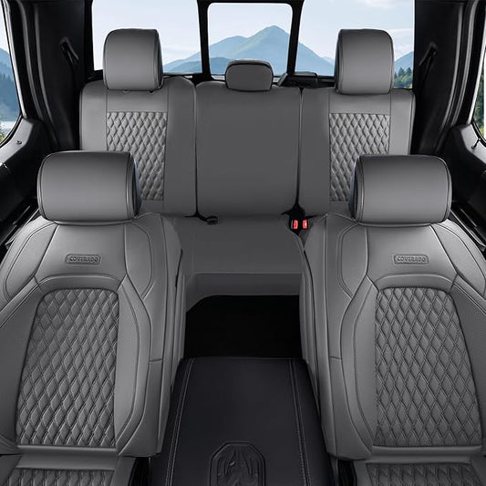 Coverado Car Seat Covers Full Set, Seat Covers for Dodge RAM 1500 Compatible with 2009-2018 Ram 1500, 2010-2024 Ram 2500 3500 Dodge RAM Accessories Automotive Seat Covers (Gray)