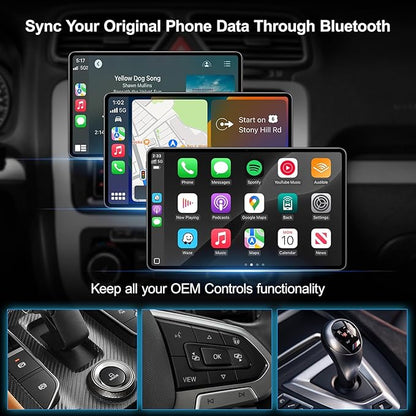 Wireless CarPlay Android Auto Adapter, Ai Magic Box with HDMI & USB Port, USB Flash Drive Playback and Screen Mirroring, Plug and Play Video Adapter for OEM Factory Wired CarPlay Vehicles