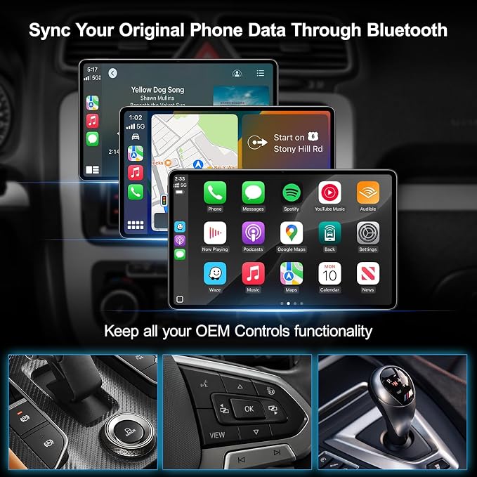 Magic AI Box, Wireless CarPlay Android Auto Adapter with Net-Flix YouTube TikTok, Built-in Play Store and Screen Mirroring, Plug and Play Video Adapter for OEM Factory Wired CarPlay Vehicles
