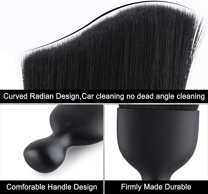GaRhomxy Car Detailing Brushes, Car Interior Dust Sweeping Soft Brush, Soft Bristles Brush Cleaning Tool for Automotive Dashboard, Air Conditioner Vents, Computer, Scratch Free(Black)