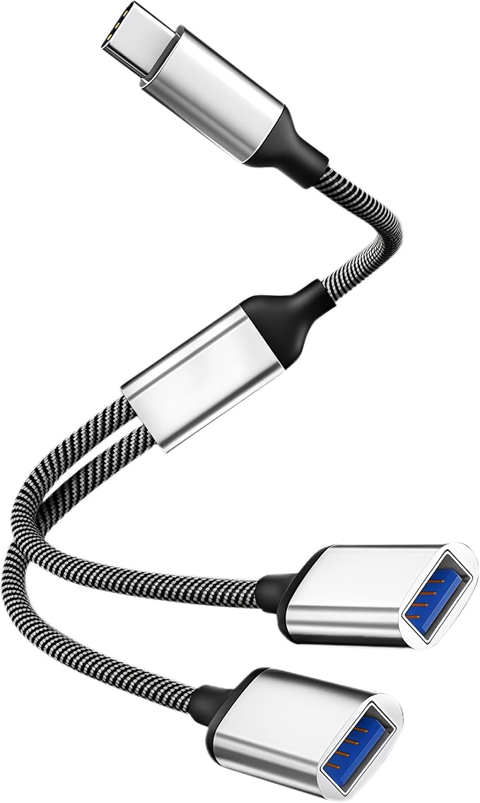 REYTID USB C Hub, Dual USB 2.0 Port Expander - Type C Male to 2 USB A Female Y Splitter Adapter with Aluminum Shell, 5V/2A Charging for Laptop/Tablet/Phone/Flash Drive/CarPlay