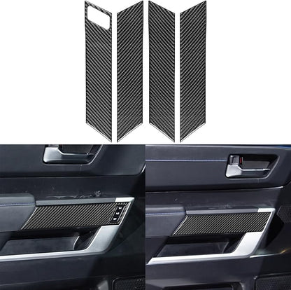 NVCNX Real Premium Carbon Fiber for Toyota Tundra 2022-2026 / Sequoia 2023-2026 2024 2025 Door Armrest Panel Cover Interior Trim Accessories Overlay Sticker 4PCs with Seat Memory not for Extended Cab
