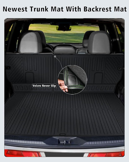 Floor Mats Fit for Forester Hybrid 2025 2026 Trunk Mat with Backrest Mat All Weather TPE Rubber Cargo Liner Back Seat Protector Full Set for Forester 2025 Plug-in Hybrid Accessories, Black